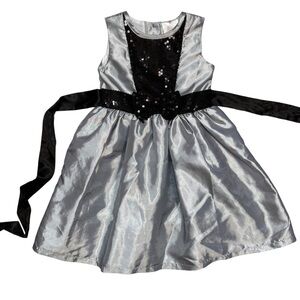 New Joe-Ella Grey Satin Bow A-Line Sequin Dress Size 2